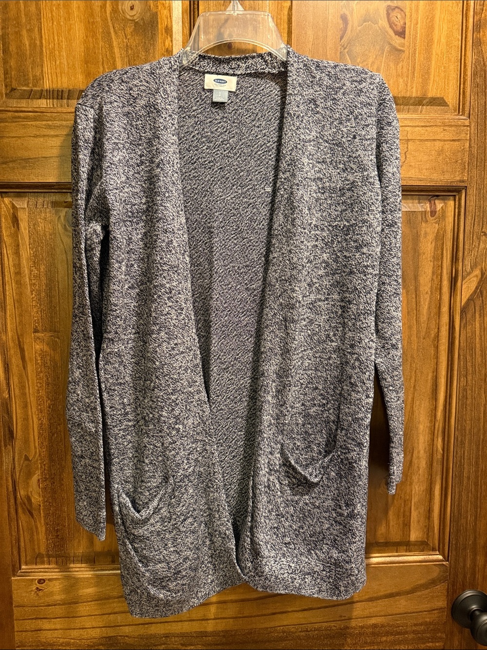 Old Navy Women's Marled Navy Open-Front Pocket Cardigan